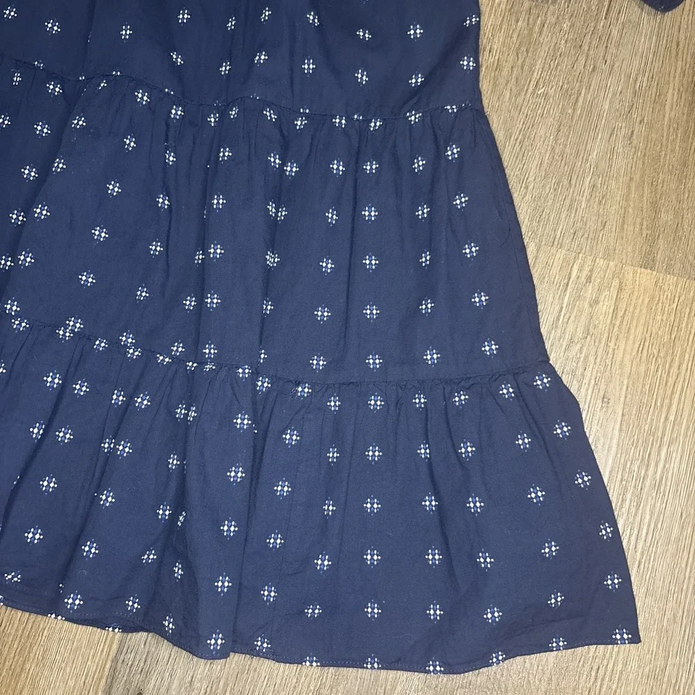 Madewell Navy Tiered Mini Dress with Microprint